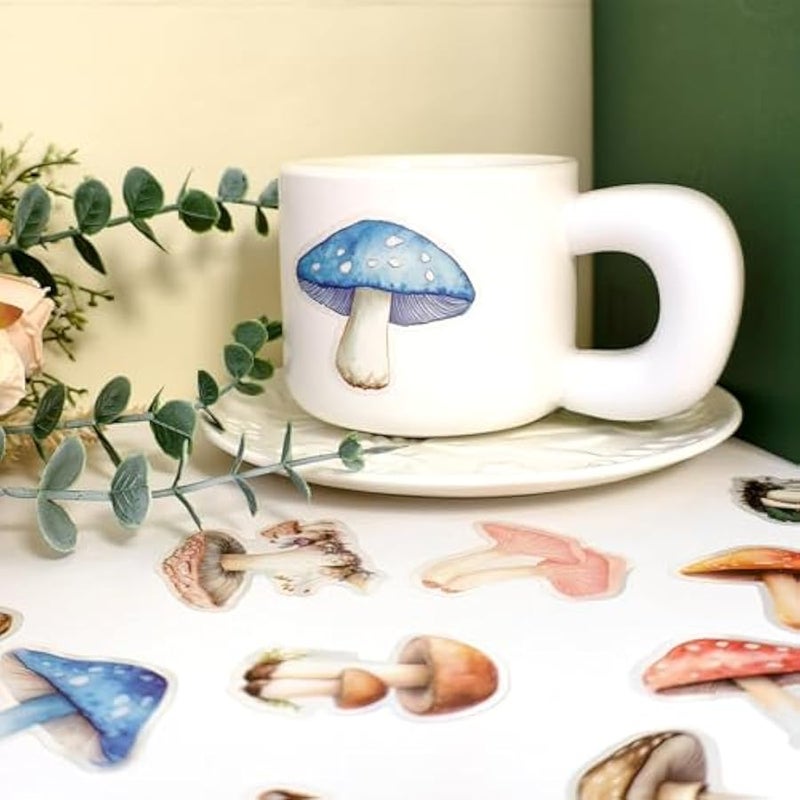 Cartoon Mushroom Stickers - 50 Pcs Clear PET Mushroom Aesthetic Stickers for Scrapbook, Journal, Junk Journal, Collage - Waterproof Transparent for Resin, Craft & Scrapbook Supplies - Image 2
